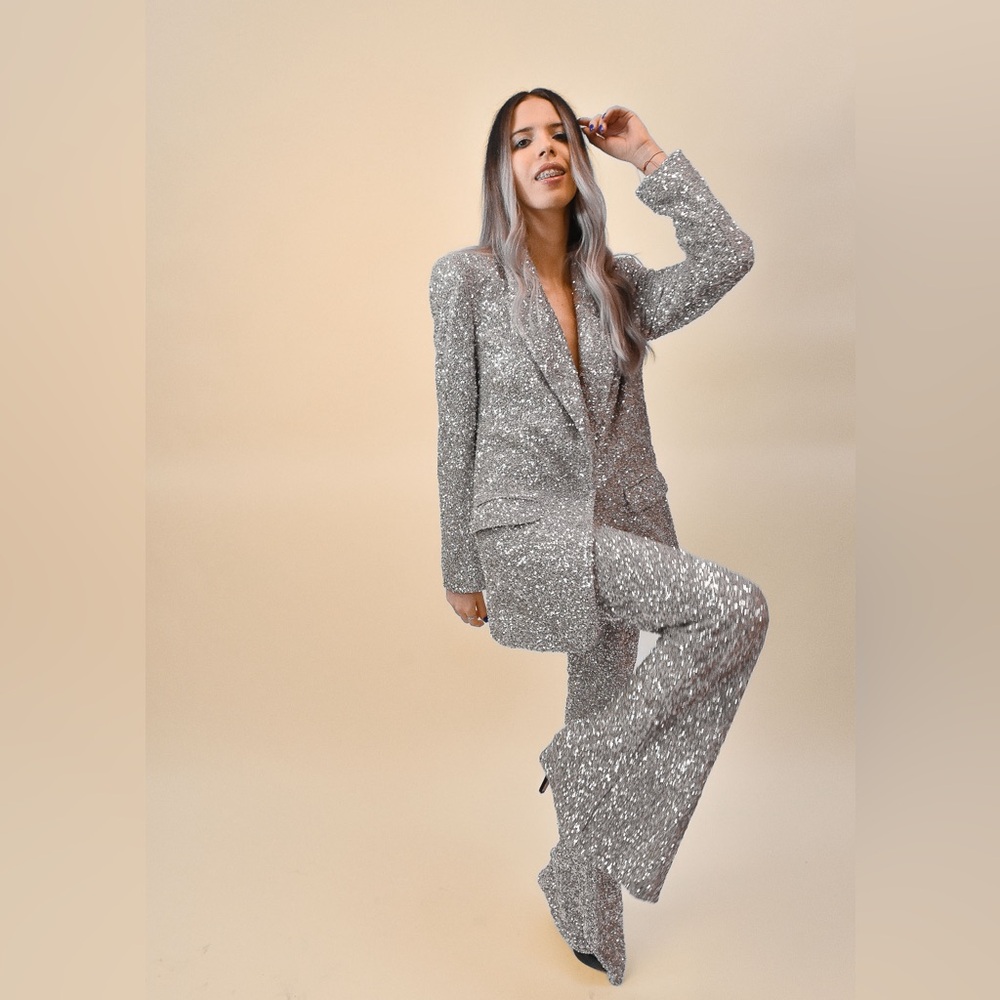 Express Shimmering Silver Women's Pantsuit